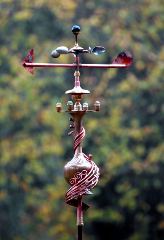Weathervane made from upcycled copper, brass and silver. 